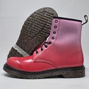Dr. Martens 31405 Gradient Glitter Lace-up Zipper Boots Womens Size 7 Pink New